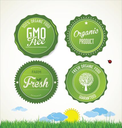 Set vector labels and emblems of ecology and environmentのイラスト素材