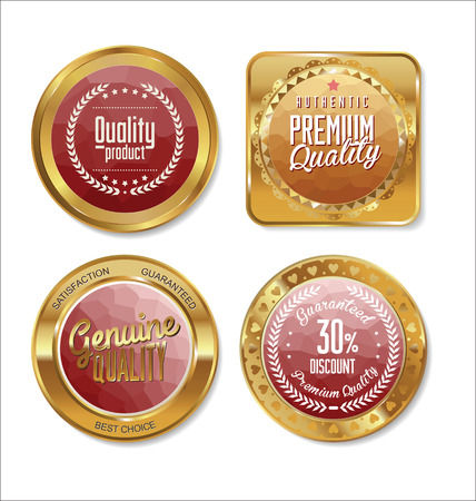 Quality golden badges and labels collectionのイラスト素材