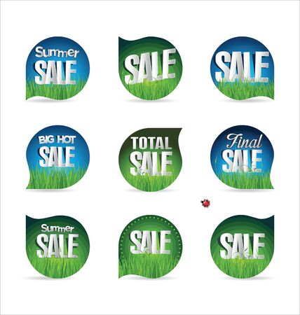 Summer sale retro badge collectionのイラスト素材