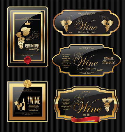 Golden wine label collectionのイラスト素材