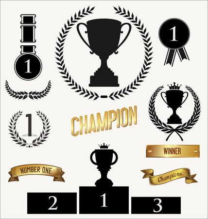 Trophy and awards sign collectionのイラスト素材