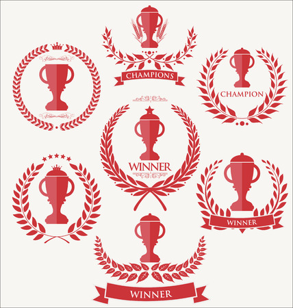 Trophy and awards laurel wreath collectionのイラスト素材