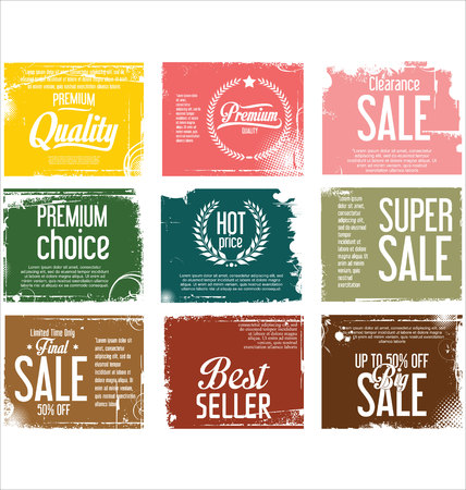 Premium quality retro vintage grunge labels collectionのイラスト素材