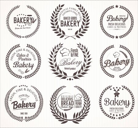 Retro vintage bakery labelsのイラスト素材