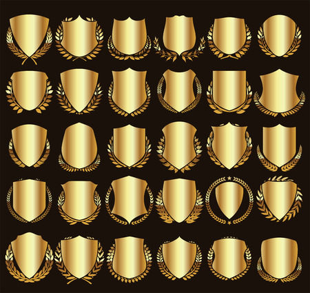 Vector medieval shields and laurel wreaths collectionのイラスト素材