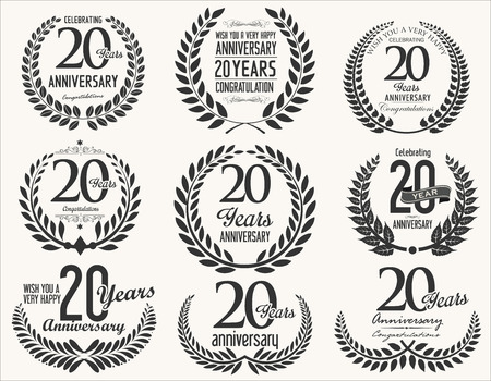 Anniversary Laurel wreath retro vintage collectionのイラスト素材