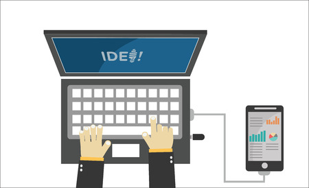 hands hold device electronics gadget conceptのイラスト素材