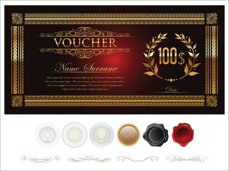 Gift certificate retro vintage templateのイラスト素材