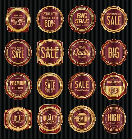 Golden retro vintage labels collectionのイラスト素材