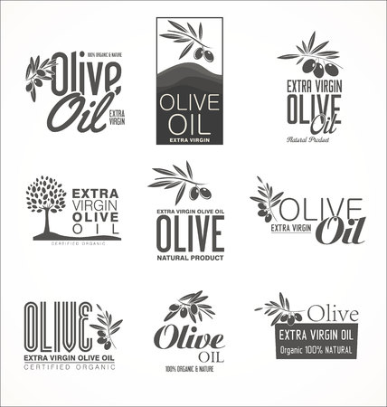 Olive oil retro vintage labels collectionのイラスト素材