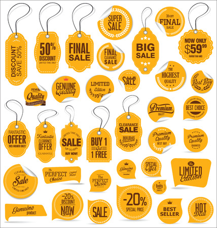 Stickers and Tags retro vintage collectionのイラスト素材