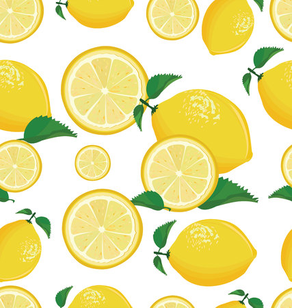 A seamless lemon pattern on white backgroundのイラスト素材