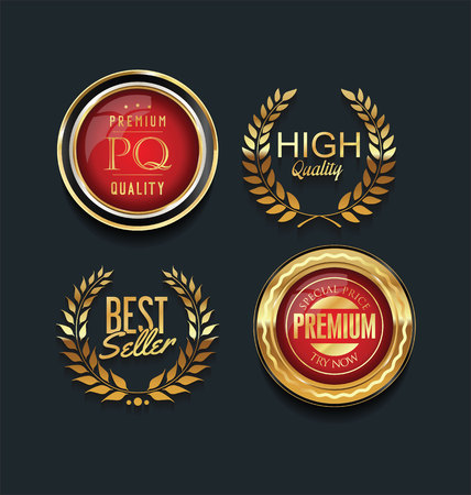 Luxury golden design badges and labels collectionのイラスト素材