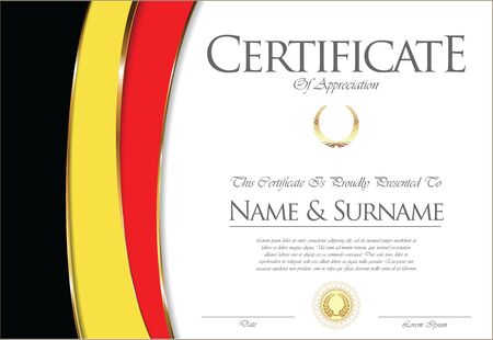 Certificate or diploma Belgium flag design.のイラスト素材