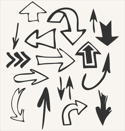 Hand draw set of arrow shapes isolated on whiteのイラスト素材