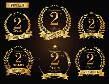 Anniversary golden laurel wreath, vector illustration.のイラスト素材