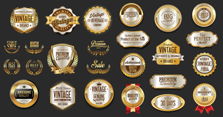 Premium and luxury silver and black retro badges and labels collection