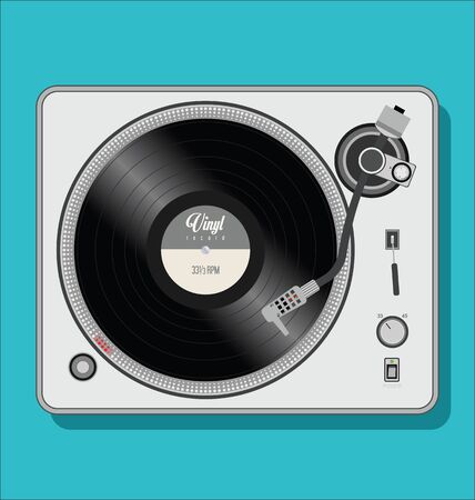 Simple black and white turntable vector illustrationのイラスト素材