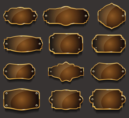 Retro vintage golden badges collection vector illustrationのイラスト素材