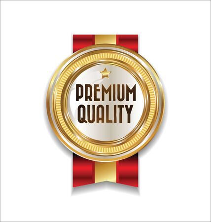 Golden retro premium quality badge vector illustrationのイラスト素材