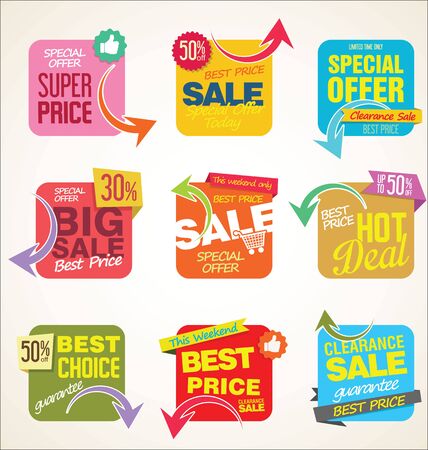 Modern sale stickers and tags collection  illustrationのイラスト素材
