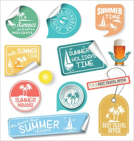 Summer design labels and typography design templatesのイラスト素材