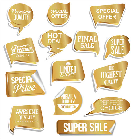 Collection of gold and silver banners templates vector illustrationのイラスト素材
