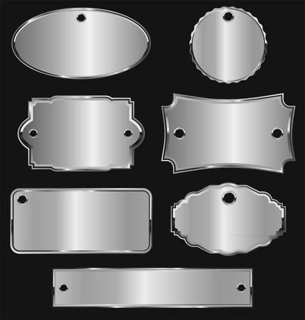 Collection of empty silver banners templates vector illustrationのイラスト素材