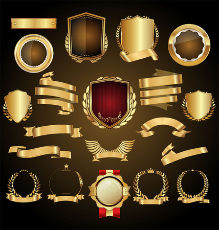 Retro golden badge vector illustration collectionのイラスト素材