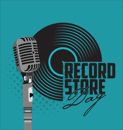 Black vinyl record store day flat concept vector illustrationのイラスト素材