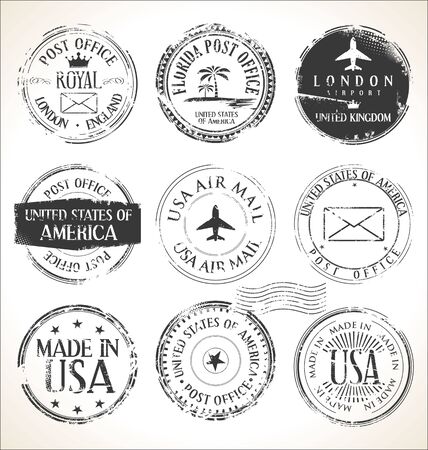 Set of postal stampsのイラスト素材
