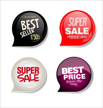 modern colorful sale stickers collectionのイラスト素材