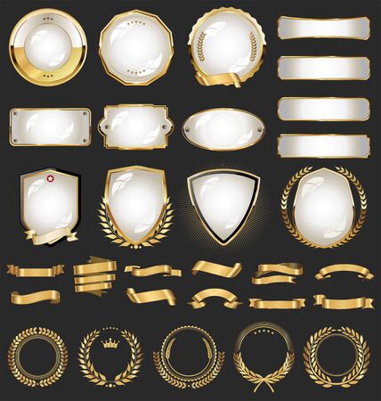 Golden badge and labelsのイラスト素材