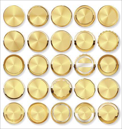 collection of golden badges and labels retro designのイラスト素材