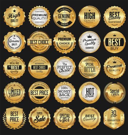 Luxury premium golden badges and labelsのイラスト素材