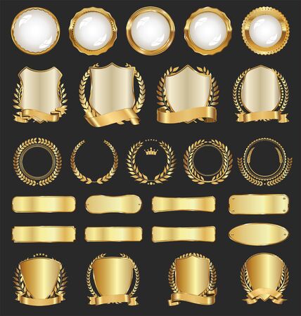 Golden badges and labelsのイラスト素材