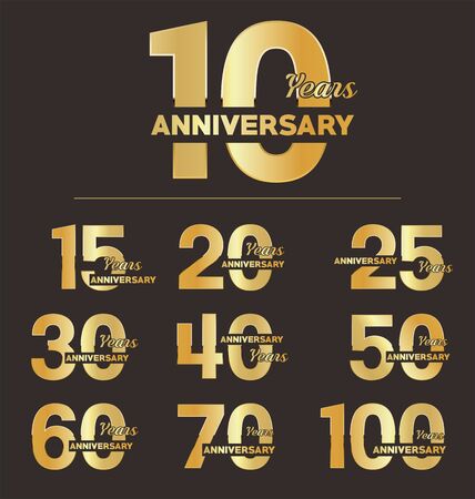 Collection of anniversary goldenのイラスト素材
