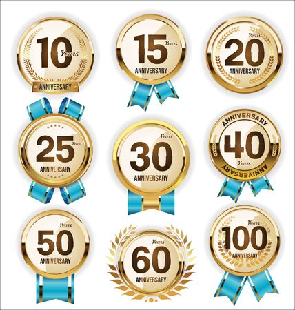 Collection of anniversary goldenのイラスト素材