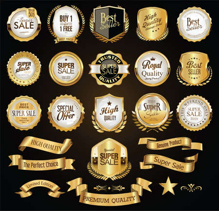 Luxury premium golden badges and labelsのイラスト素材
