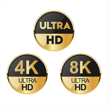 Collection of Full HD 4k 8K and Ultra Hd iconsのイラスト素材