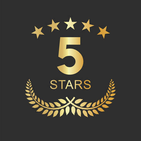 Golden five stars label luxury design for hotel hostel and apartmentのイラスト素材