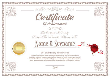 Certificate or diploma retro vintage design templateのイラスト素材