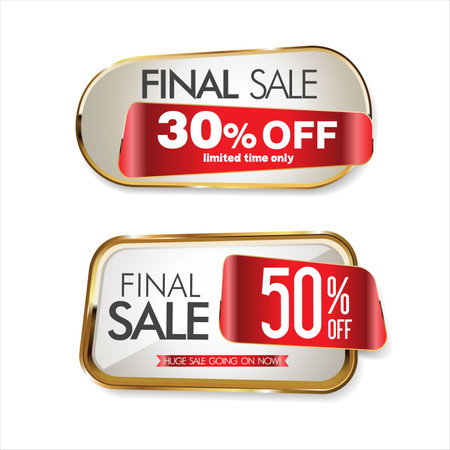 Super sale golden retro badges and labels collectionのイラスト素材