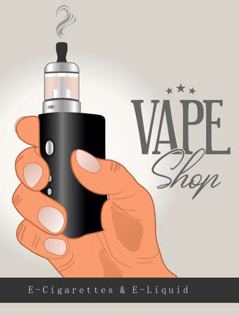 Hand holding Vape or E-Cigarette vector template for vape shopのイラスト素材