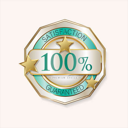 Customer satisfaction guaranteed hundred percent golden badgeのイラスト素材
