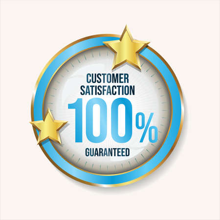 Customer satisfaction guaranteed hundred percent golden badgeのイラスト素材
