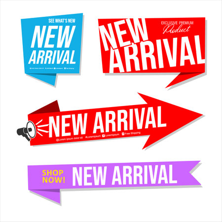 Collection of NEW ARRIVAL product banner flat design for apps and websitesのイラスト素材