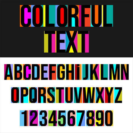 Stylized colorful font and alphabet vector illustrationのイラスト素材