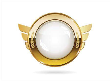 Golden badge retro style isolated on white backgroundのイラスト素材