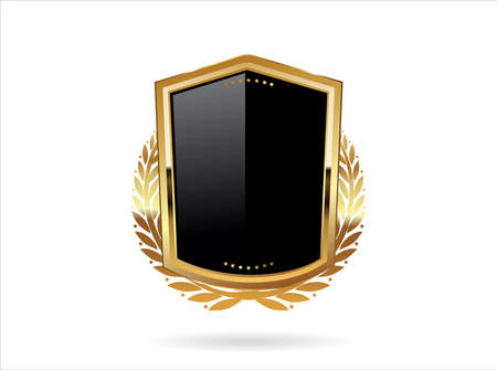 Golden badge retro style isolated on white backgroundのイラスト素材